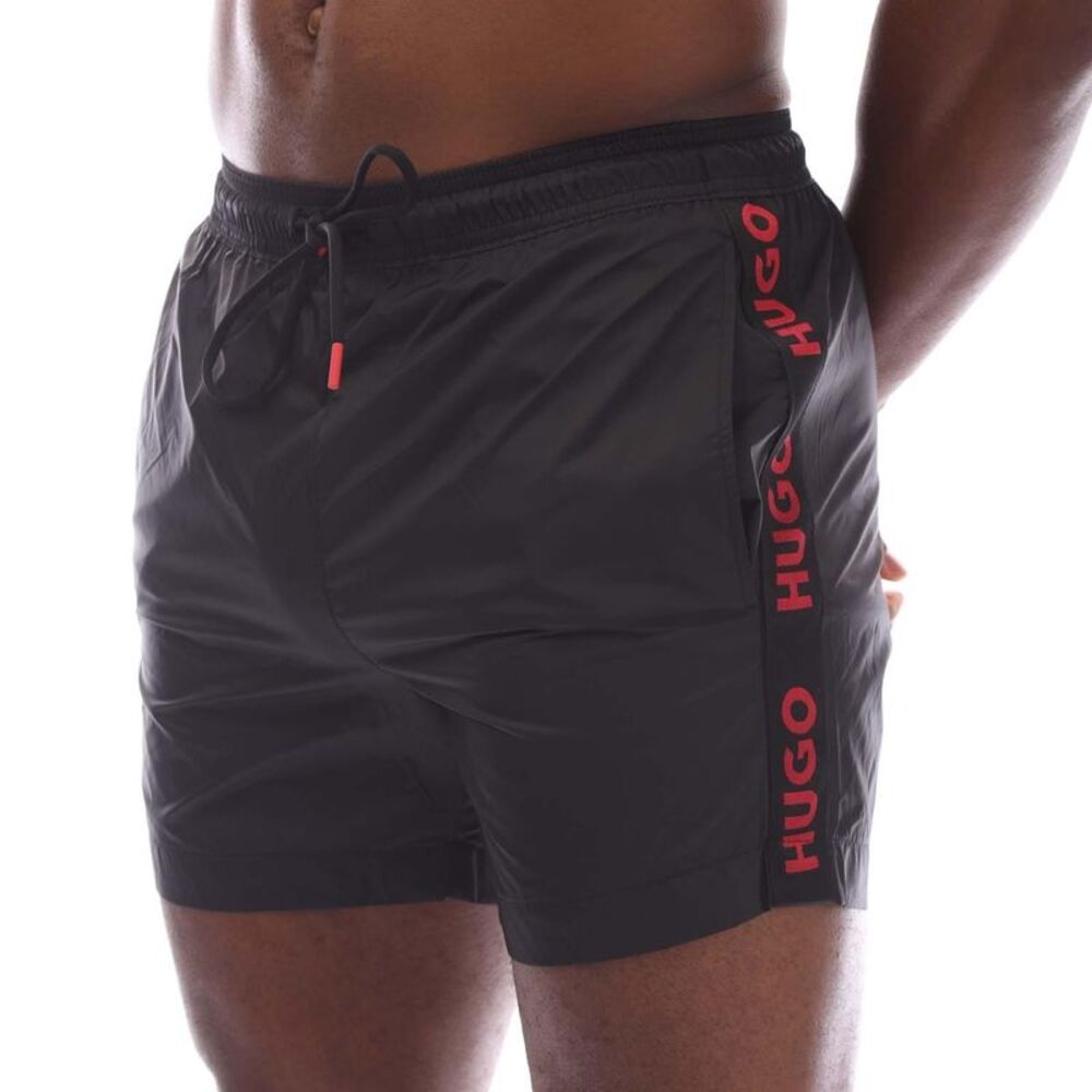 Hugo Mens Fab Tape Logo Swim Shorts / Black